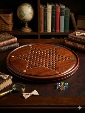 VTG Bombay Co Chinese Checkers Wooden Board 19" Mahogany Finish 1996